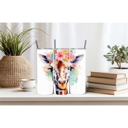 cute floral giraffe tumbler giraffe 20oz tumbler giraffe gifts for her