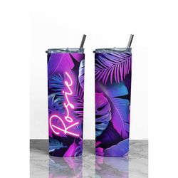 cruise, miami beach bachelorette, custom neon tropical palm tumbler, tropical party favor, custom cruise cups, tropical