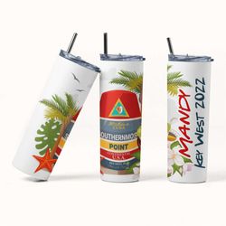 key west vacation, key west tumbler with straw, custom key west cups, key west tumblers, personalized key west gifts, fl