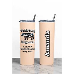 gatlinburg vacation, gatlinburg tumbler with straw, custom gatlinburg cups, smoky mountains tumbler, personalized gatlin