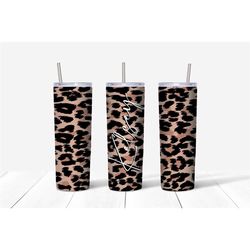 leopard print tumbler, custom leopard print skinny tumbler with metal straw, gifts for bridesmaids lnsulated tumbler, ro