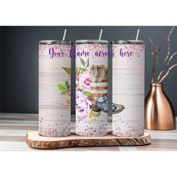 personalised pink cowgirl tumbler