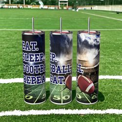 eat sleep football repeat tumbler. 20oz tumbler. personalized tumbler. kota couture