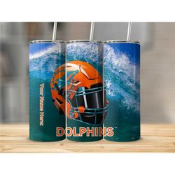 dolphins tumbler 20oz tumbler with straw football tumbler cup football team cup football mom gift travel cup ai-generate