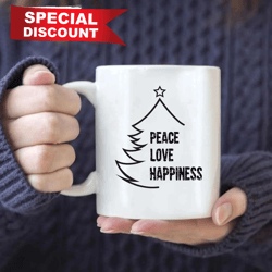 best christmas gifts peace love happiness merry christmas tree for mug, merry christmas, happy holiday