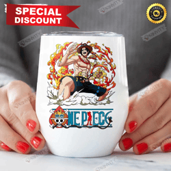 Portgas D  Ace Anime One Piece 12oz Wine Tumbler,The King Of The Pirates, One Piece Manga