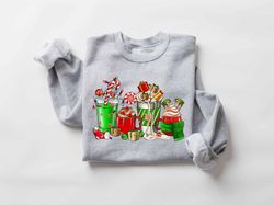 latte christmas cup with santa sweatshirt, christmas coffee sweatshirt, women holiday sweater