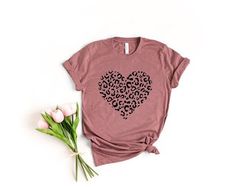 leopard heart shirt, cute valentines day shirt, leopard shirt, cute heart shirt unisex