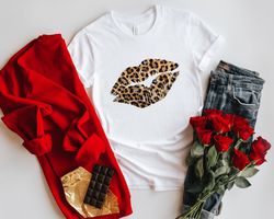 leopard print lip valentine day shirt, valentines day shirts, heart shirt,cute valentine shirt