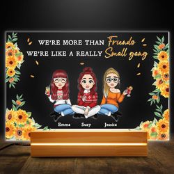 besties small gang sunflower personalized led night light, personalized gift, gift for lover