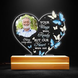 buttterfly memorial heart shaped personalized night light, personalized gift, gift for lover