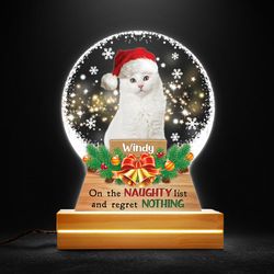 cat on the naughty list personalized led night light, personalized gift, gift for lover