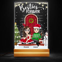 christmas besties forever personalized led night light, personalized gift, gift for lover