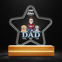 five star dad personalized led night light, personalized gift, gift for lover