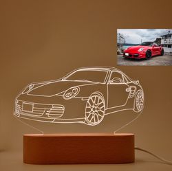 car guy gift, custom 3d car sketch night light, super car truck motorcycle 3d photo lamp