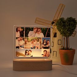 custom collage photo night lamp usb, custom photo family night light, lamp with collage photo