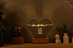 custom night light for mom, child name gift, mom gift from daughter