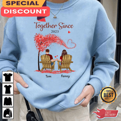 personalized together since 2024 cute valentines day shirt, gift for her, gift for him, lover gift