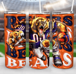 bears america football skinny tumbler, football mascot tumbler, gift for super bowl fan