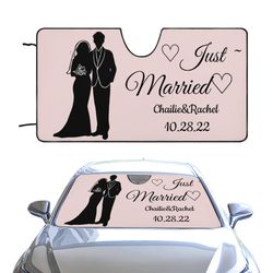customized car sun shade, customized memorial day text car sun shade, wedding car decoration