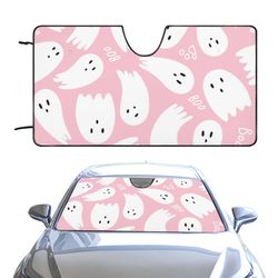 cute spooky ghost car sunshade, halloween theme windshield and sunshade, pink kawaii car screen decoration gift