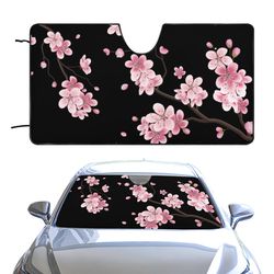 dark pink cherry blossom car sun mats, floral auto glass shop, botanical car mats