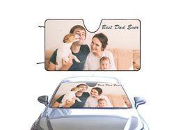 personalised father photo car sunshade, customised picture text car sunshade, car accessories