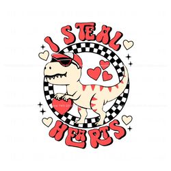 I Steal Hearts Dinosaur Holding Heart SVG, Trending Digital File