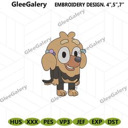 missy bluey embroidery file download, bluey cartoon embroidery download digital, cartoon character bluey embroidery file