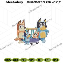 bluey cartoon family embroidery design instant download, bluey family machine embroidery, bluey family embroidery digita