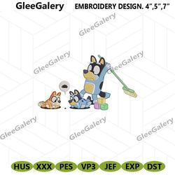 funny bluey bingo embroidery digital instant, bluey family embroidery digital file download, bluey character embroidery