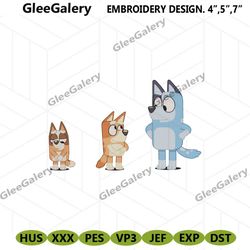 bluey family embroidery files instant, bingo bluey embroidery instant digital, bluey cartoon machine embroidery digital