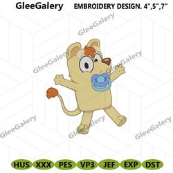 bluey character file embroidery digital, cartoon design machine embroidery file, baby bluey embroidery design instant d