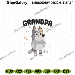 bobba bluey machine embroidery digital design, grandpa bob bluey embroidery instant file, bluey character embroidery ins