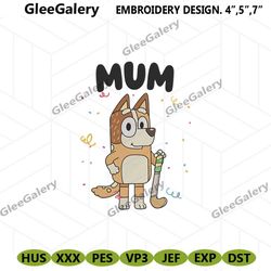 chilli bluey embroidery design files, mum bluey machine embroidery instant digital, cute chilli embroidery file dgital d