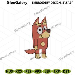 rusty bluey machine embroidery design file, bluey red kelpie embroidery digital instants, bluey cartoon embroidery file