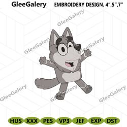 wolf bluey machine embroidery file, wolf bluey character embroidery instant file download, bluey cartoon embroidery dow