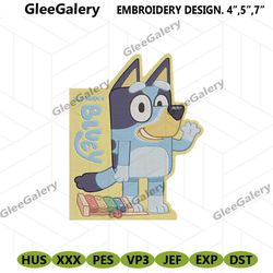 all about bluey cartoon embroidery design, bluey cartoon machine embroidery file, bluey heeler embroidery