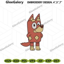 rusty bluey embroidery file, bluey red kelpie embriodery designs, bluey character file machine embroirdery instant digit