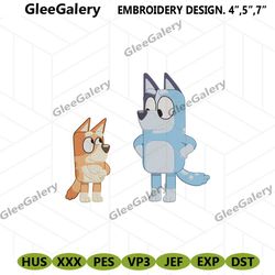 bluey character machine embroidery, bingo bluey embroidery digital file, bluey cartoon embroidery design download