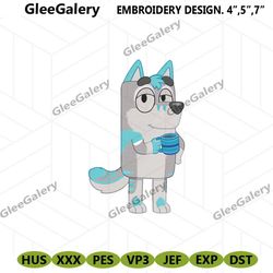 bluey character embroidery file design, bluey cartoon embroidery download file, dog family digital file, cartoon embroid