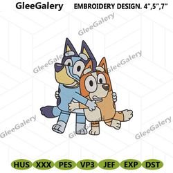 bingo bluey embroidery instant file, cartoon funny bluey and sister machine embroidery design, bluey family embroidery f