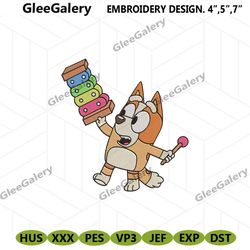 bluey bingo music machine embroidery designs, funny bingo dog embroidery digitals design, bingo dog embroidery files