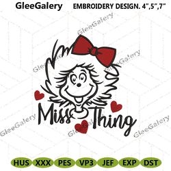 miss thing girl dr. seuss embroidery design instant