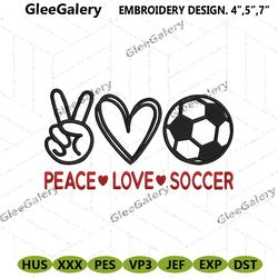 peace love soccer embroidery design file instant