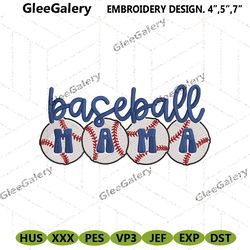 baseball mama machine embroidery instant design