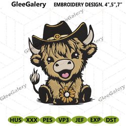 highland cow machine embroidery design files