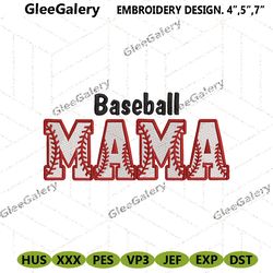 baseball mama embroidery design digital digital download files