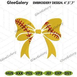 softball bow embroidery design files digital download files