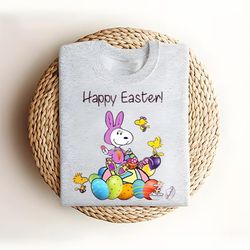 bunny snoopy and woodstock happy easter shirt